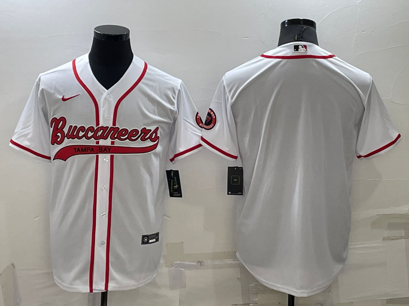 Men's Tampa Bay Buccaneers Blank White Cool Base Stitched Baseball Jersey Men's Tampa Bay Buccaneers Blank White Cool Base Stitched Baseball Jersey